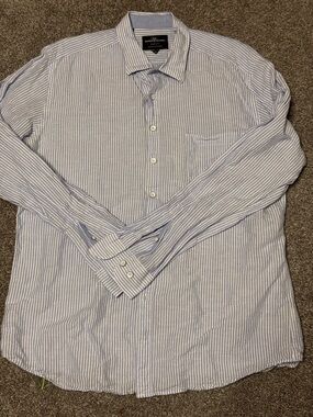 Rodd & Gunn Light Blue and White Striped Button-Down Shirt